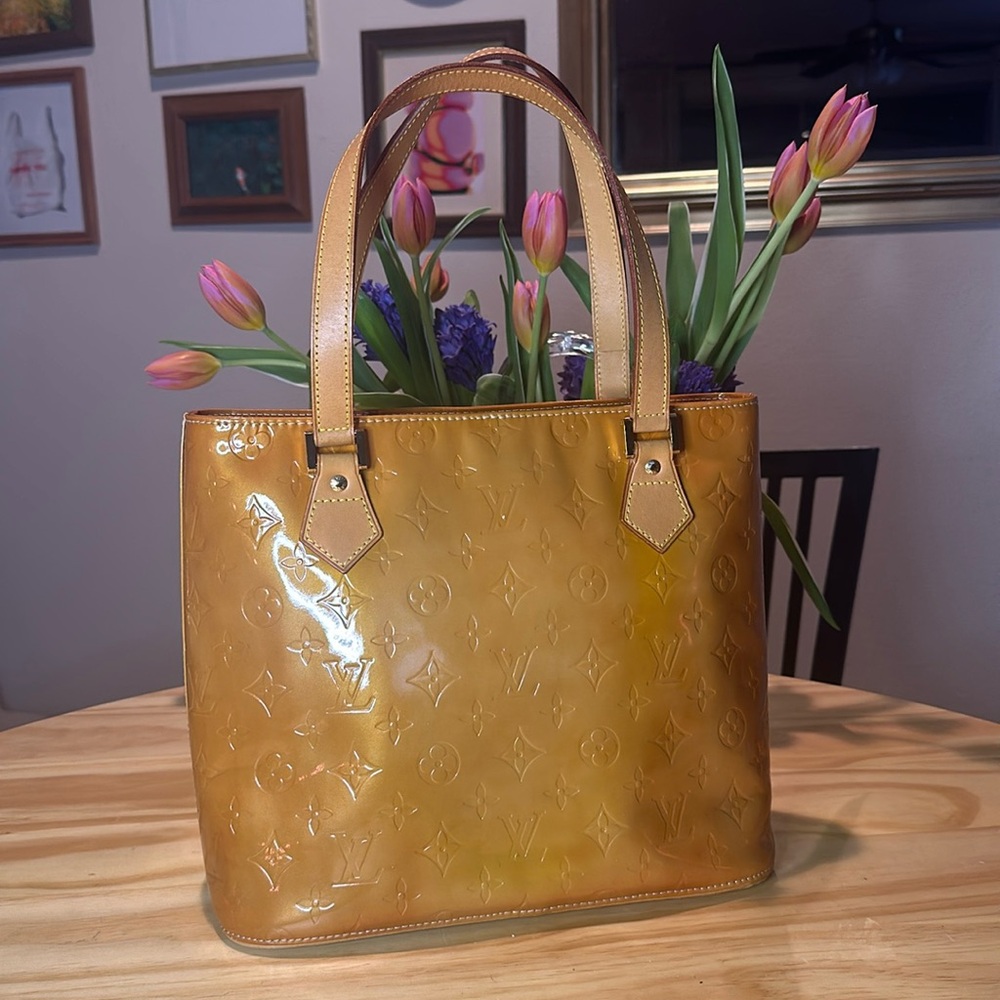 Louis Vuitton Vintage Vernis Patent Leather Houston Bag Gold